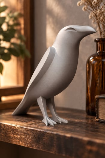 Karga Figürlü Dekoratif Biblo - 17cm Gümüş