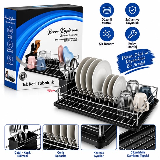Krt-1160 Tb-01 ( Krom ) ( Tek Katlı ) Tabaklık & Bulaşıklık