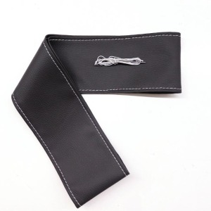 P Parla Tüm Araçlara Uyumlu Deri Direksiyon Kılıfı, Dikmeli Gri Dikişli