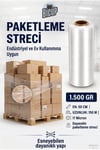 Bicup Büyük Boy Palet ve Koli Streci Eşya Mobilya ve Kargo Sarma Koruma Ambalajı Taşıma Taşınma için Streç Film 1.500 Gr