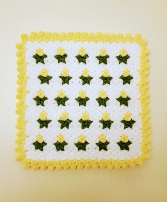 HERŞEY FIRSAT Banyo Lifi Yün El Örmesi Ceyizlik Kare 1 Adet - SARI