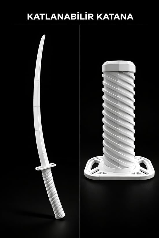 Katana 3d Plastik 77cm Beyaz Kılıç