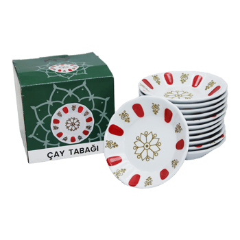 Aslan-142k ( Lüx ) ( Kırmızı Beyaz ) ( Melamin ) Çay Tabak