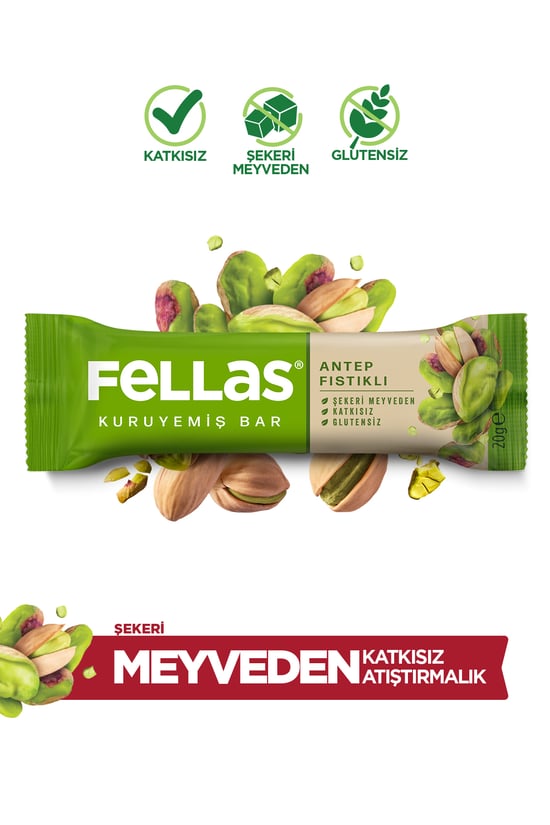 Fellas Antep Fıstıklı Kuruyemiş Bar 20g X 12 Adet