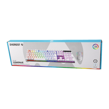İnura Global Everest Luminax Km-198 ( Beyaz Gökkuşağı Işıklı ) ( Usb Kablolu ) Oyuncu Klavye & Mouse Set