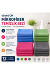 Molto 40x40 Mikrofiber Temizlik Bezi Kalın Doku Cam Silme Oto Kurulama Bezi Tüy Bırakmaz, 12 Adet