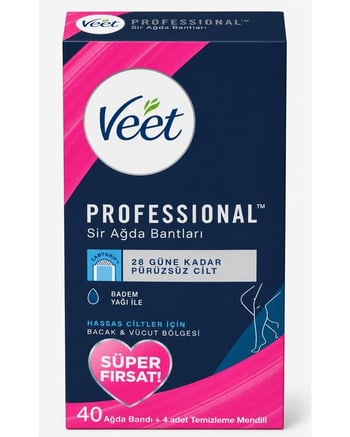 Veet Profesyonel Sir Ağda Bandı Hassas Cilt Bacak ve Bikini Bölgesi 40'lı