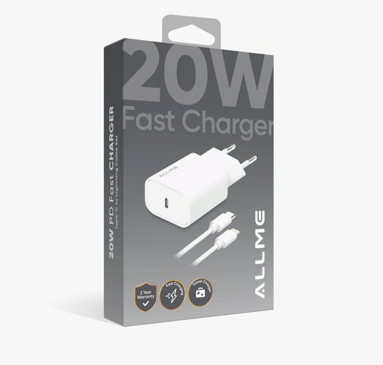 Allme 20w Pd Adaptör + 3a Type-c To Lightning Kablolu Hızlı Şarj Ev Tipi