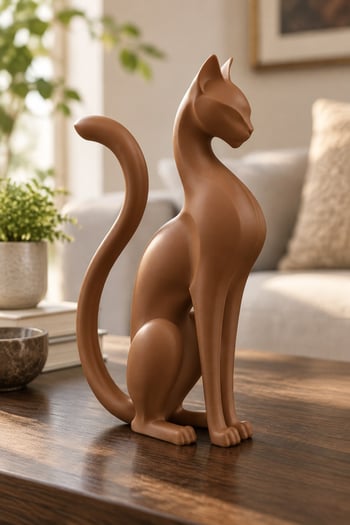 Kedi Anıtı Figürlü Dekoratif Biblo Kahverengi