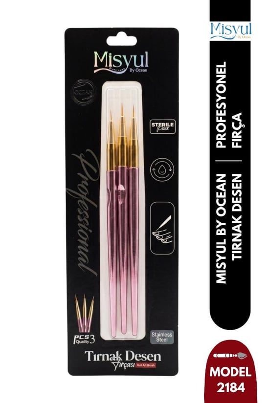 Misyul Tırnak Desen Fırçası 3'lü Pembe Mıs-2184
