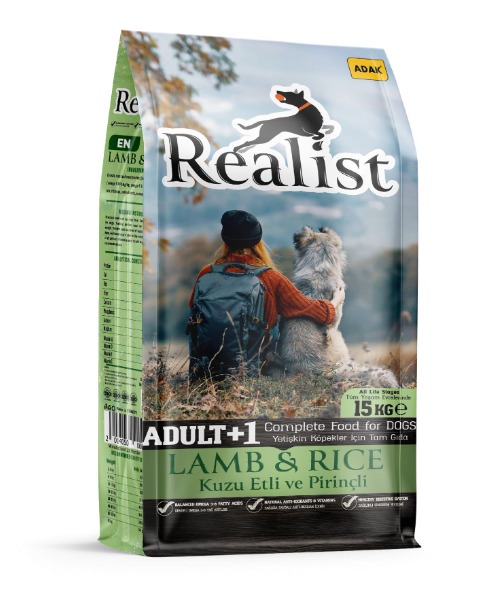 Realist Kuzu Etli ve Pirinçli Yetişkin Köpek Maması 15 KG