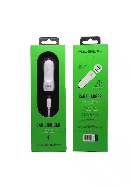 Powerway İphone Lightning Plastik Gövde Araç Şarj Adaptörü Dual Usb ⚡