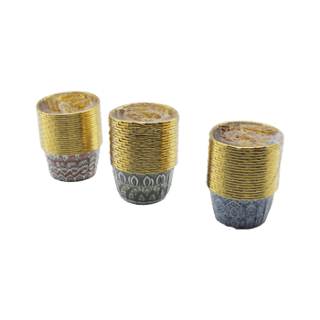 İ22-174 ( 20pcs ) ( Yuvarlak & Kalın ) (gold & Folyolu) Muffin Kağıt Kek Kapsülü (ağız Çap: 6.5cm & Derinlik: 3.5cm)