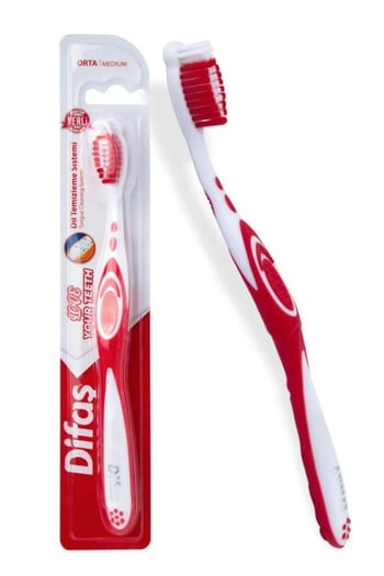 Difaş Love You Teeth Diş Fırçası Kırmızı - Beyaz