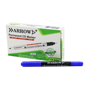 Arrow Ak-02 ( Mavi & 2 Uçlu ) ( Permanent=1mm ) + ( Cd Marker=0.4mm ) Kalemi