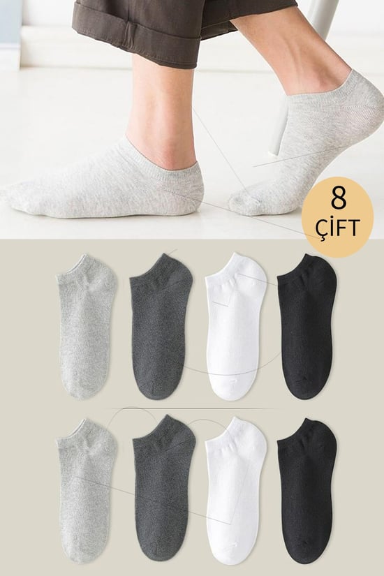 BGK Unisex Basic Patik Çorap 8 Çift 41-45