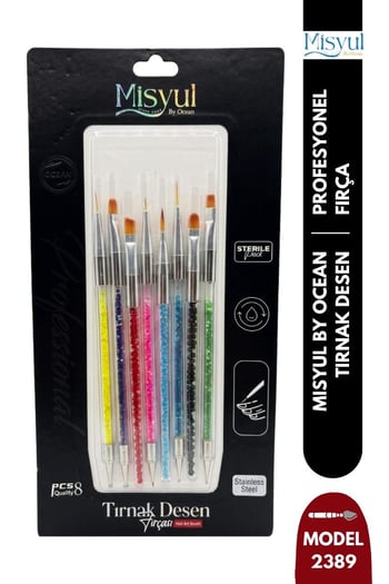Misyul Tırnak Desen Fırçası 8'li Desenli Karışık Renk Mıs-2389