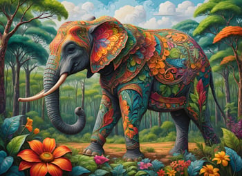 Nova Puzzle 1000 Parça Renkli Fil Puzzle