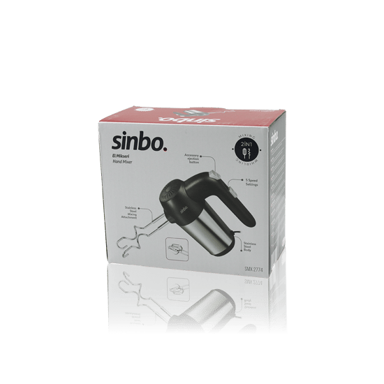 Sinbo Smx-2774 El Mikseri ( 2in1= Karışıtma & Çırpma Aparatı ) ( 5 Kademe Hız Ayarı )( Paslanmaz Çelik Gövde ) 200w
