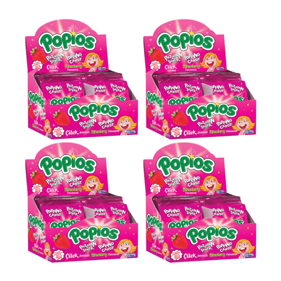 Hleks Patlayan Şeker Papios 40 Adet Çilek 4 Paket