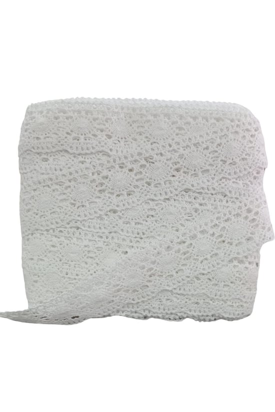 Kopanaki Dantel En 5 Cm Badem Model Beyaz 10 Metre