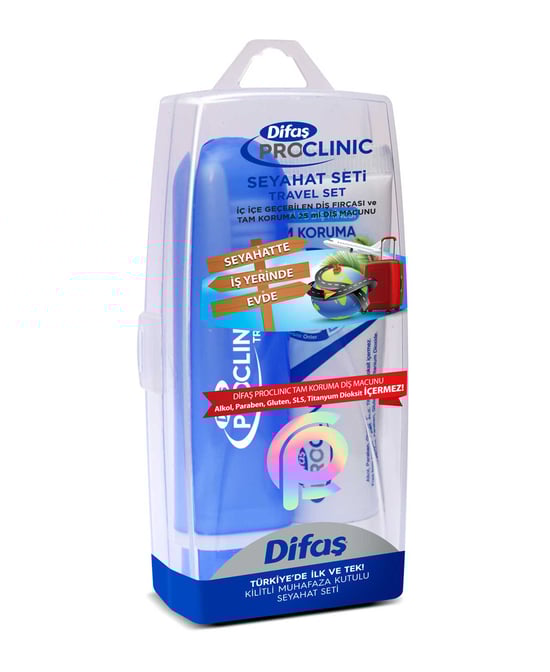 Difaş Pro Clinic Seyahat Seti Kapaklı Diş Fırçası + 25 Ml Diş Macunu