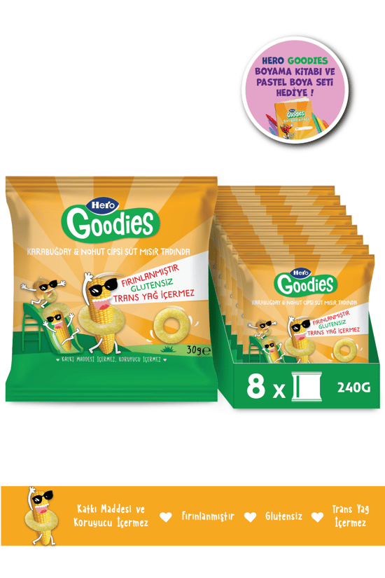 Hero Goodies Süt Mısırlı Sağlıklı Cips 30g X8