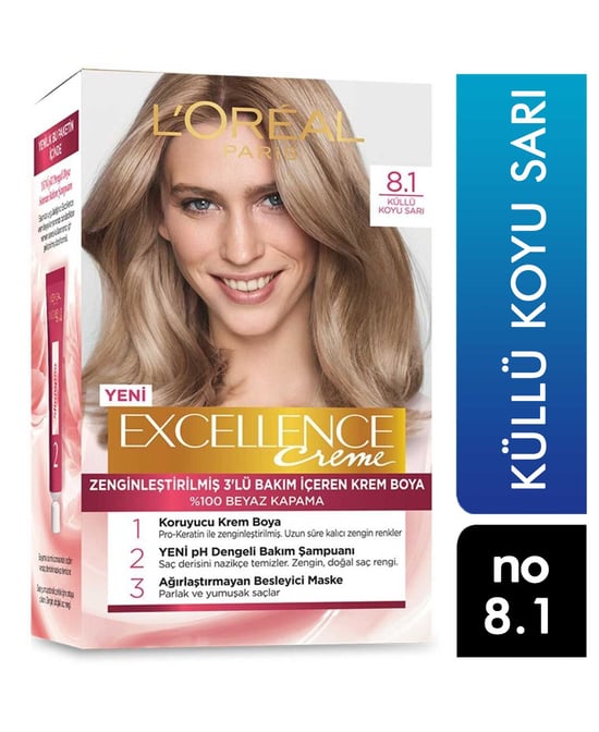 Loreal Excellence Saç Boyası No:8.1 Küllü Koyu Sarı