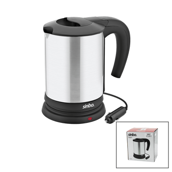 Sinbo Sk-8034 ( 24v ) Araç İçi Kettle ( Paslanmaz Çelik ) Su Isıtıcısı ( 0.8lt ) ( 200w ) ( Çakmaklık Fişli ) ( Plastik Kapak & Kulp )