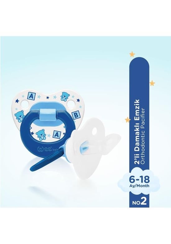 Wee Baby 2'li Damaklı Emzik No:2 6-18 Ay Mavi