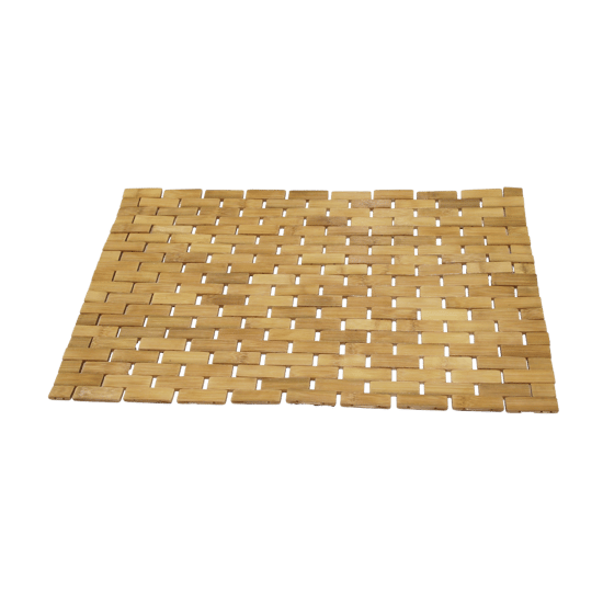 İ21-074 ( Dikdörtgen ) ( Bambu Ahşap ) ( Lüx ) Kaydırmaz Banyo Paspası ( 42x62cm )