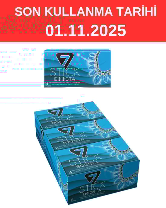7 STICK Nane Aromalı Şekersiz Sakız 29 gr X 12'li Paket