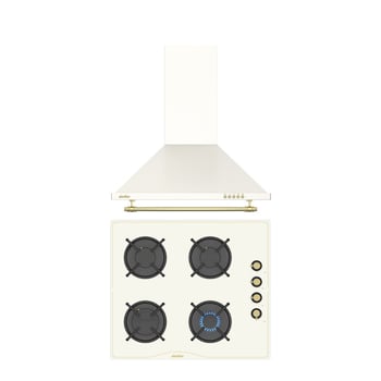 Simfer Retro Bej 2'li Cam Ankastre Set (ocak + Davlumbaz)
