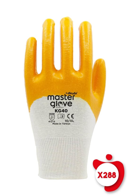 Master Glove Kg40 Sarı Nitril Kaplı Pamuk ve Polyester Örgü İş El