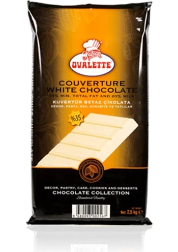 Ovalette Kuvertür Beyaz Çikolata 2,5 Kg. (%35)