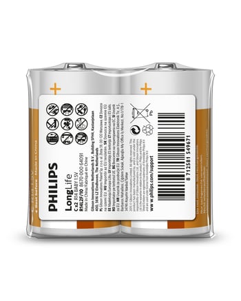 Philips Extra Zinc Chloride C Boy Orta Boy Pil 1.5v 2'li Naylon