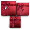 İ12-085 (3pcs) (kare) (parlak Mix Renkli & Kabartma Desen) Karton Hediye Kutusu (kurdelalı) (19-17-15cm)
