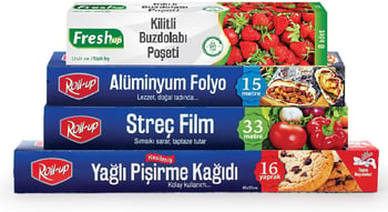 Roll-up Pişirme Kağıdı- Streç Film - Buzdolabı Poşeti Ekonomik Mutfak Seti -2