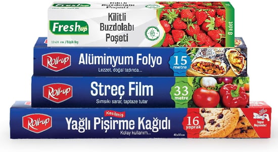 Roll-up Pişirme Kağıdı- Streç Film - Buzdolabı Poşeti Ekonomik Mutfak Seti -2