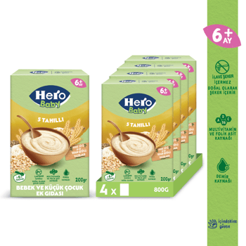Hero Baby 5 Tahıllı Sütsüz 200g X4