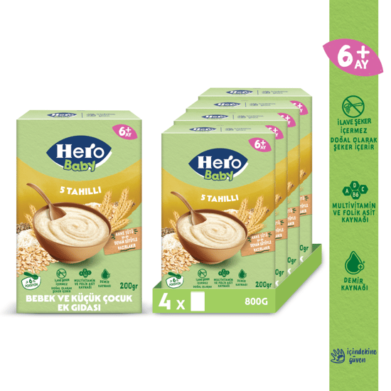 Hero Baby 5 Tahıllı Sütsüz 200g X4