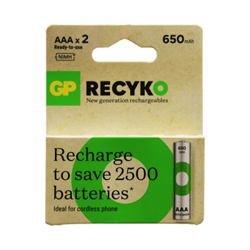 Gp Recyko 650mah Aaa Şarjlı İnce Pil 63e041 2li Kart