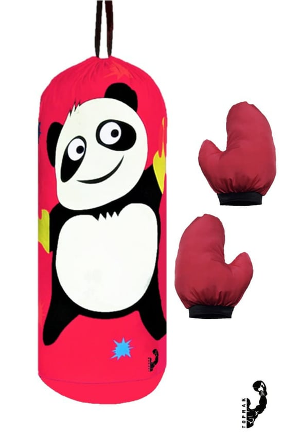 Çocuk Boks Kum Torbası Eldiven Dahil 2-6 Yaş Panda Pembe