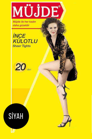 Müjde İnce Külotlu Çorap 6 Adet 20 Den 500/Siyah No-3