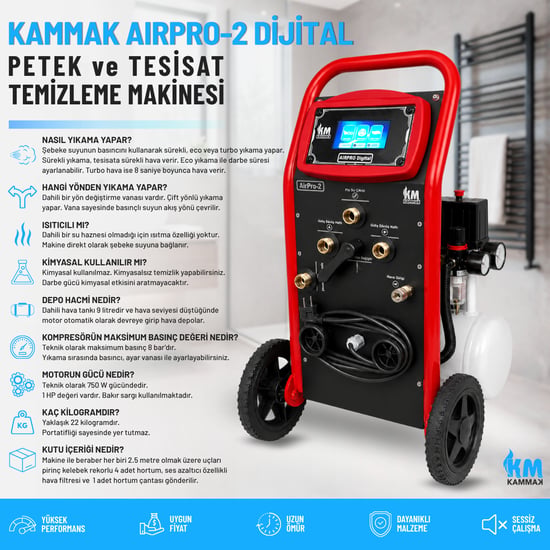Kammak Airpro-2 Digital Çift Yönlü Kompresörlü Petek Temizleme Makinesi