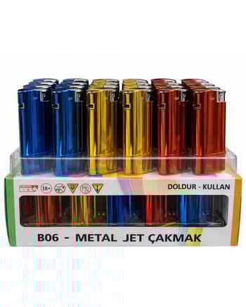 Str Dolumlu Metal Jet Çakmak Parlak Renkli