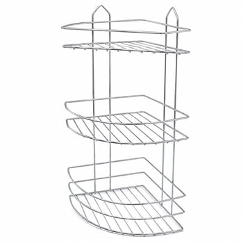 K13-019 ( 3 Katlı & Üçgen ) ( Krom ) ( Metal ) Banyo Köşelik & Duşkabin Raf