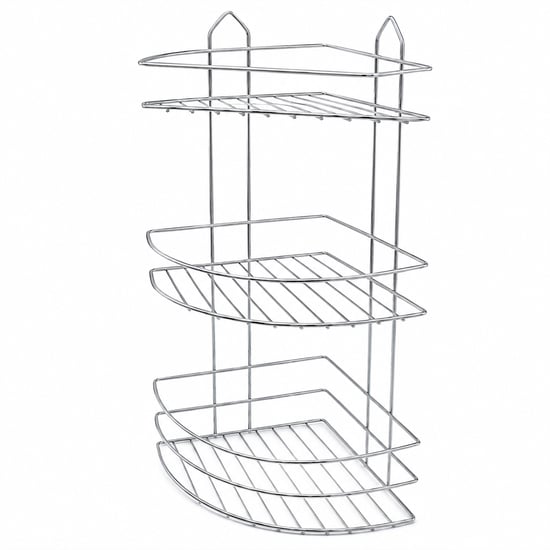 K13-019 ( 3 Katlı & Üçgen ) ( Krom ) ( Metal ) Banyo Köşelik & Duşkabin Raf