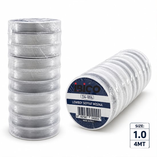 Crystaline İ14-004 ( Size:1.0 & 4mt ) ( Şeffaf & Lastikli ) Misina İpi