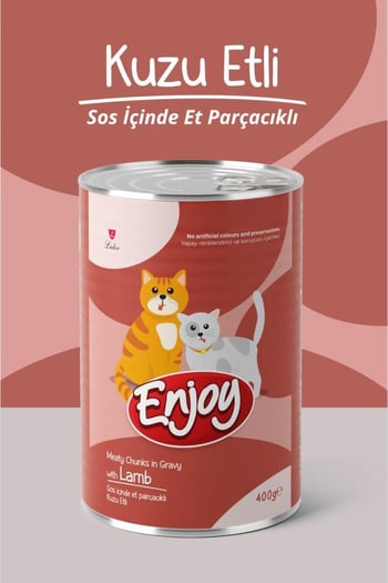 Enjoy Kuzu Etli Kedi Konservesi Sos İçinde Et Parçacıklı 400 Gr